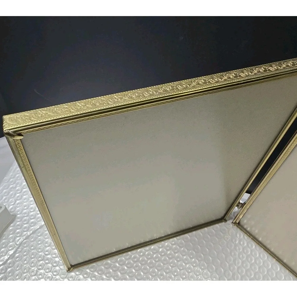 Scharling Silversmith Double Hinged 8x10 Picture Frames Gold Toned MCM